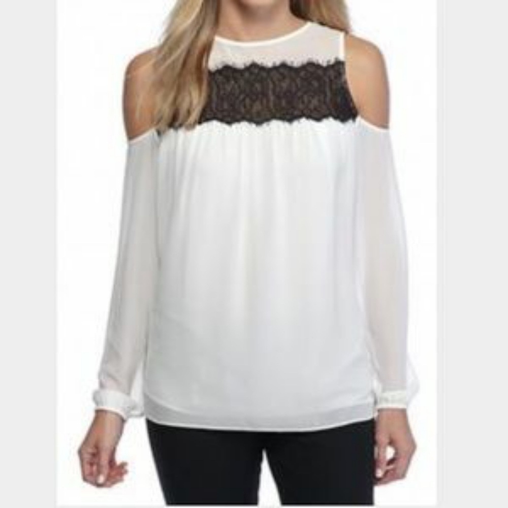 MICHAEL KORS Cold Shoulder Sheer Blouse NWT